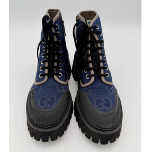 Worn Once - Gucci GG Denim Combat Boots - 39/8.5 - Picture 1 of 9